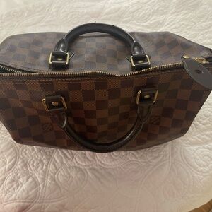 Louis Vuitton Brown Duffel Bag with Checkered Pattern